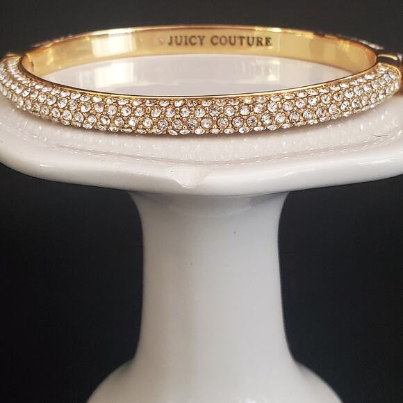Juicy Couture Jewelry - Juicy Couture Hinged Bangle Pave Crystals Gold Plated Setting Bling Dressy‎